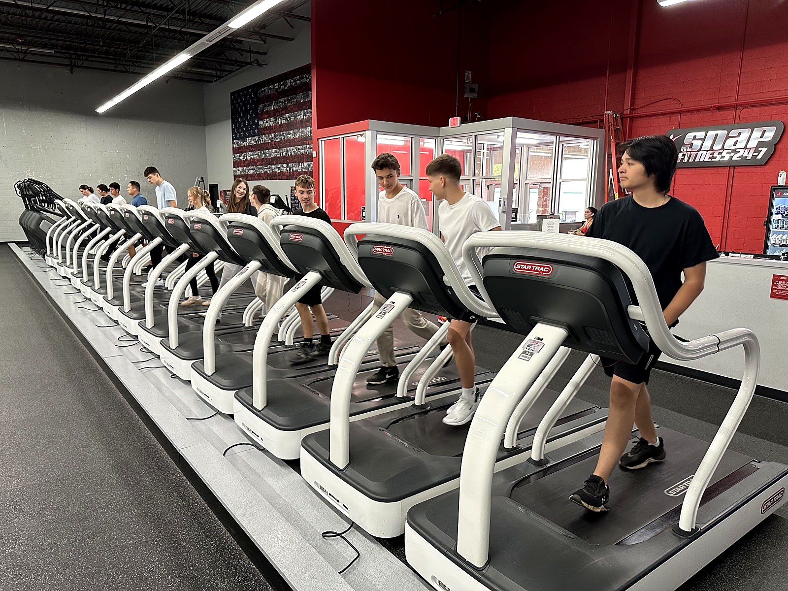 Spring Mountain students using treadmills at a private fitness gym